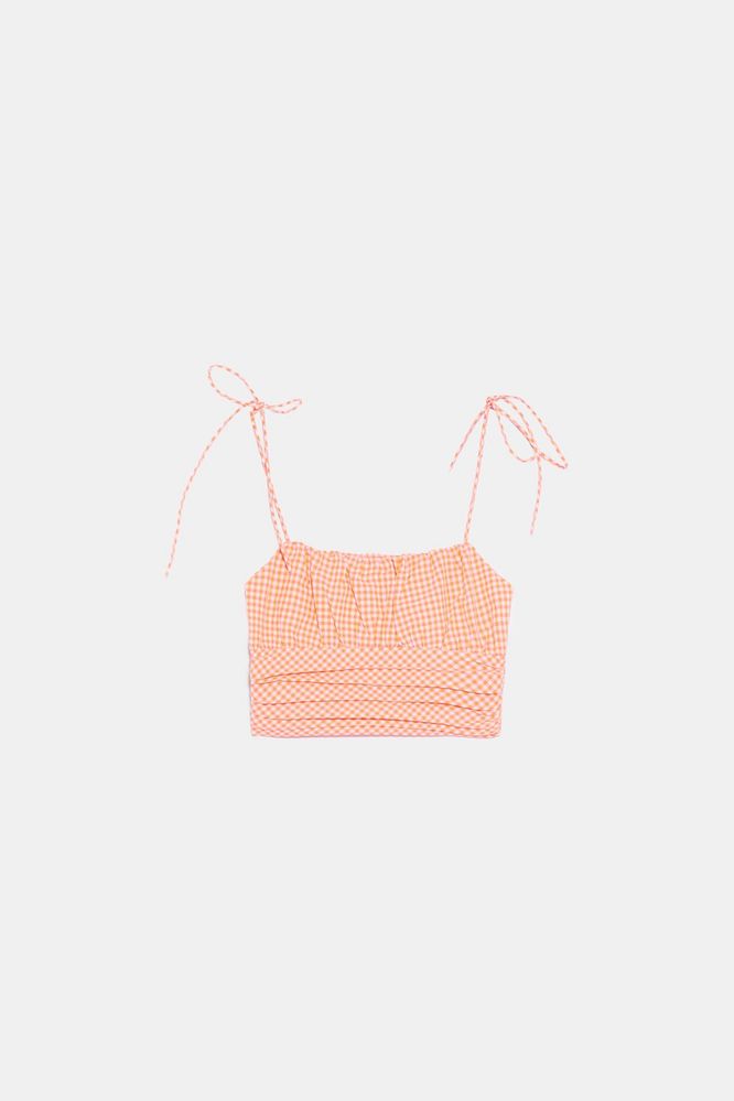 ZARA сет комплект в оранжев цвят