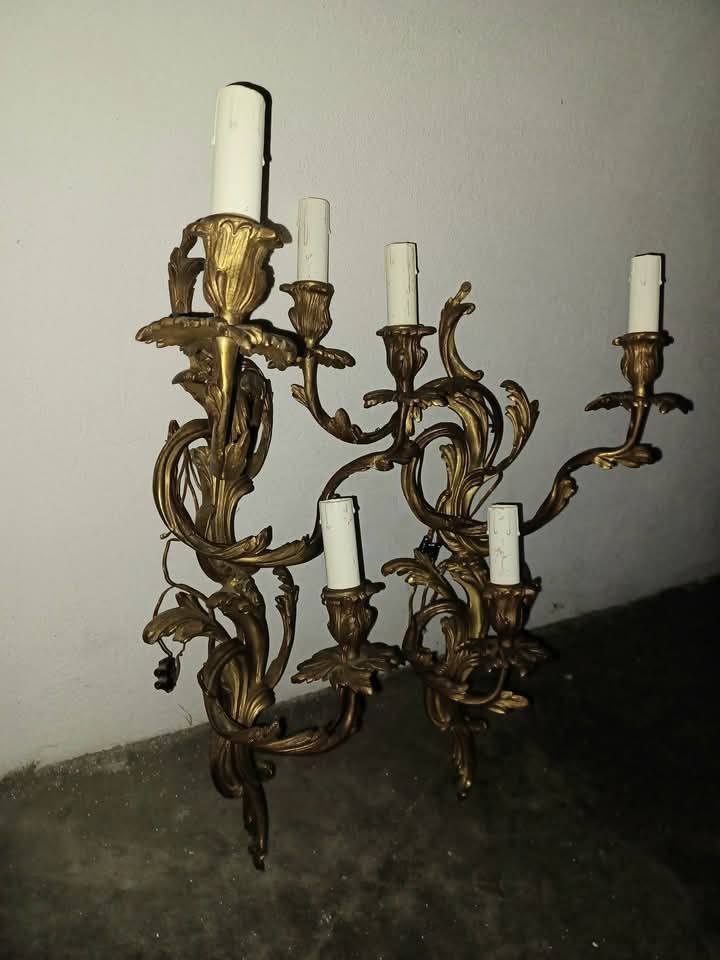 Pereche candelabru-aplica de perete, stil Rococò