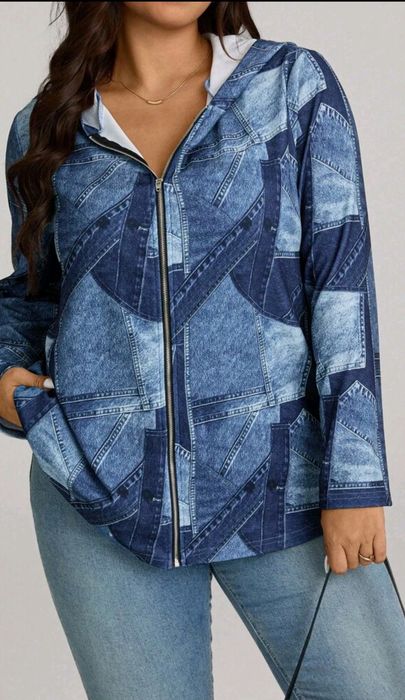 Ново дамско сако ХЛ-ХХЛ с цип и качулка