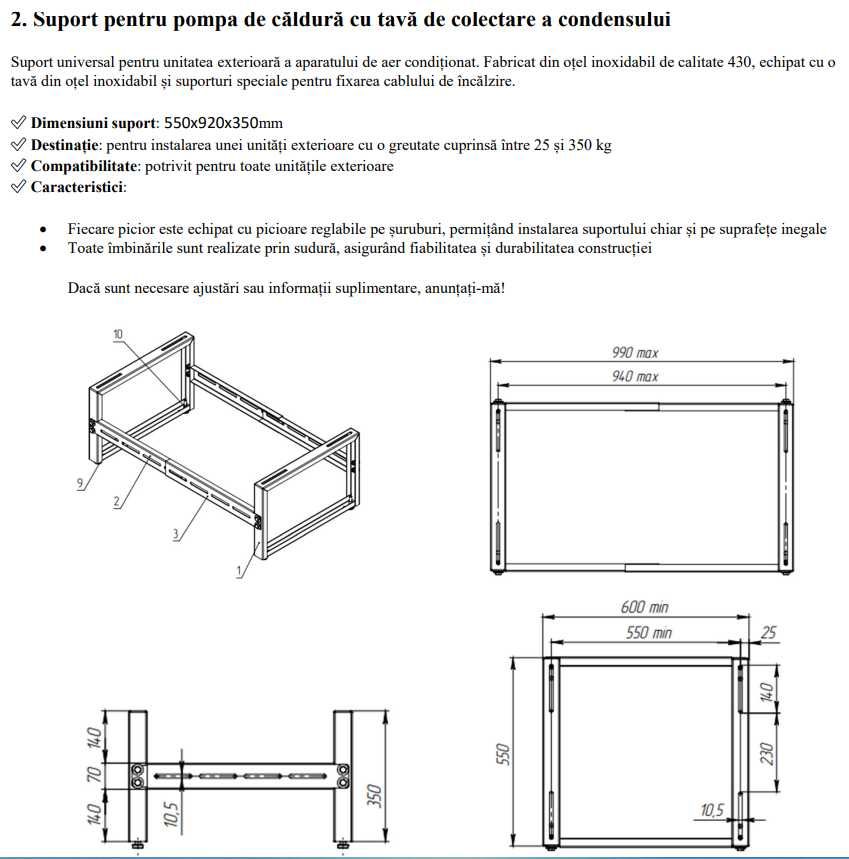 Suporturi pentru unitățile exterioare ale pompelor de căldură