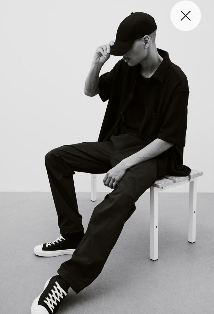 Мъжки панталон черен от памук h&m regular fit