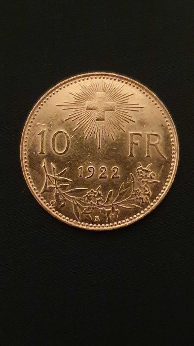 Златна монета 10 франка 1922