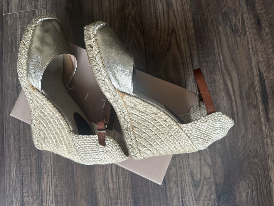 Sandale tip platforma , Mint& Berry, piele si panza