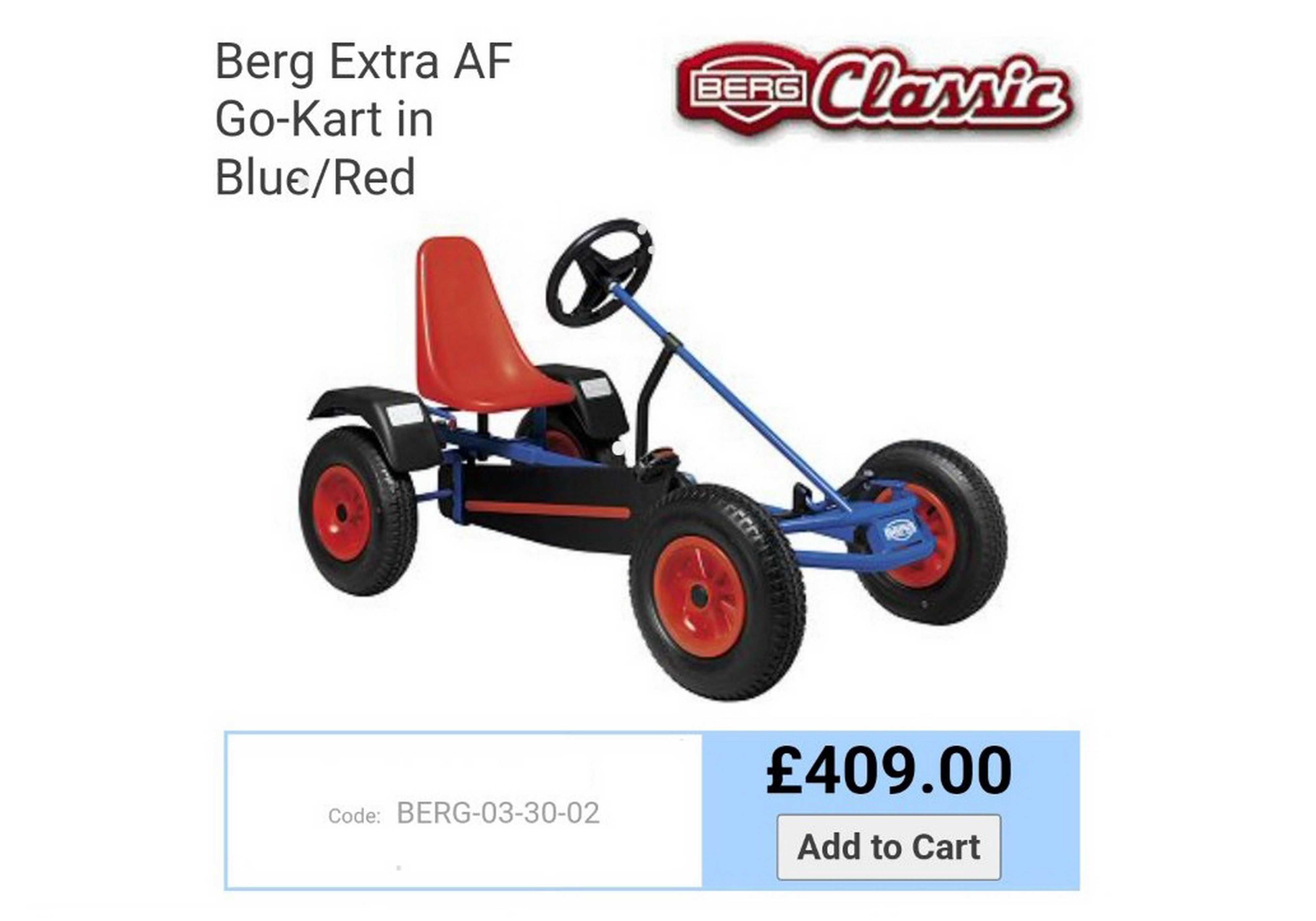 Cart (Kart) cu pedale pentru copii/adulți Berg Extra AF - albastru/alb
