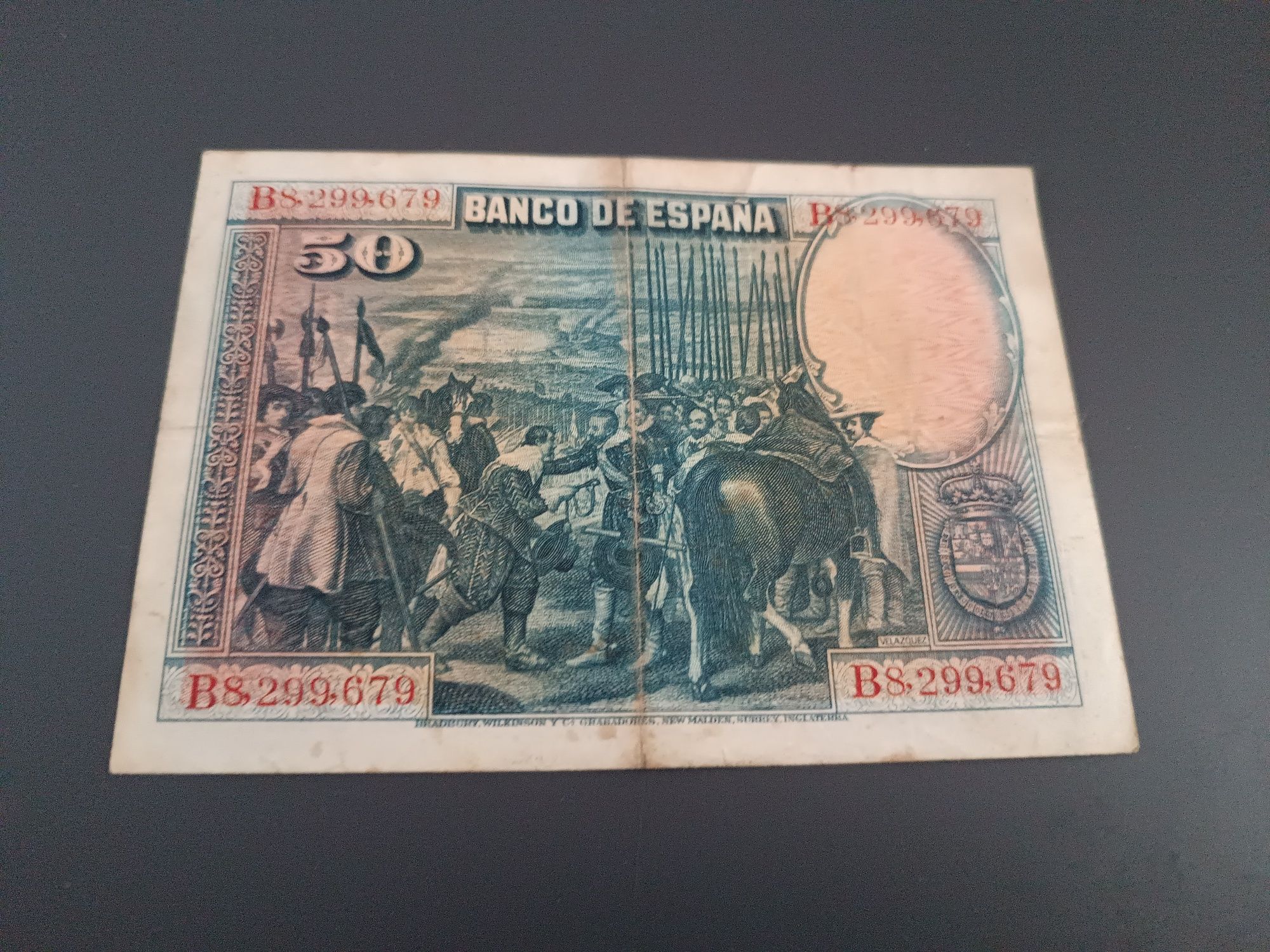 Bancnota 50 pesetas 1928 Spania