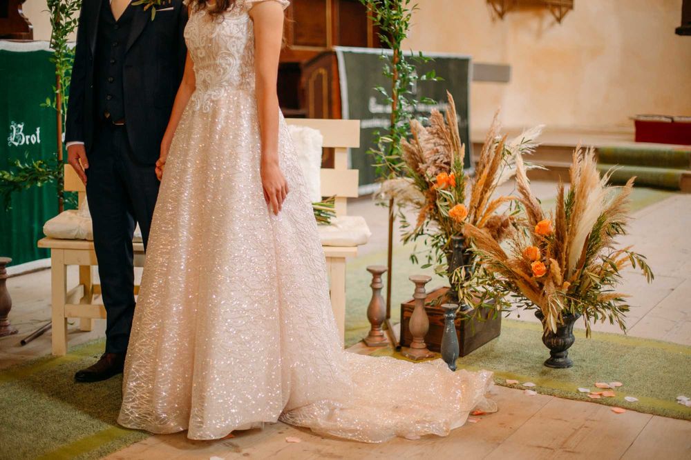 Rochie de mireasa CREM-ROZ - Brand Voloca - marimea S 34-36