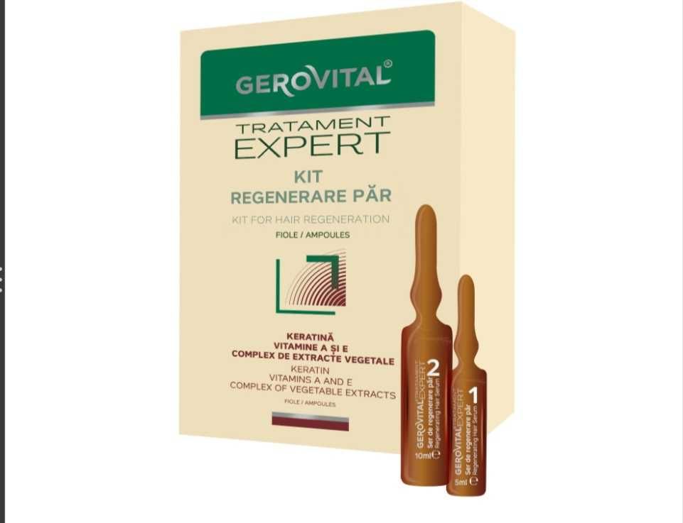Tratament fiole Gerovital - Kit regenerare par, 10 x 5 ml + 10 x 5 ml