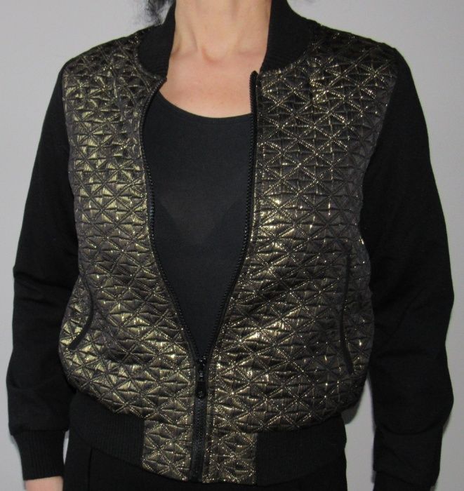 Geaca jacheta dama din textil marime S culoare negru/auriu