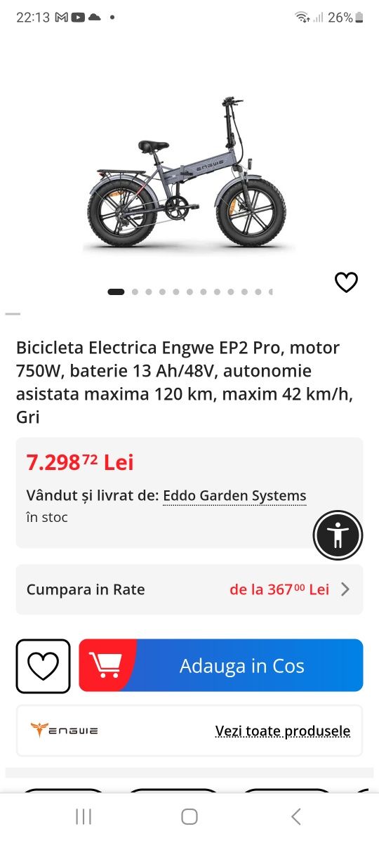 Bicicleta pliabila electrica engwe Ep 2 pro