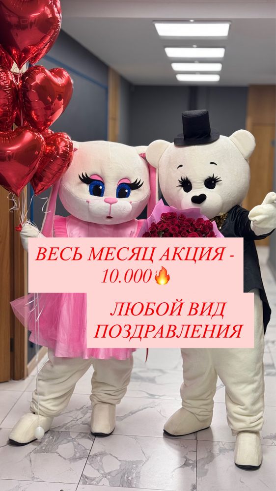 Аниматоры ,зайка и мишка