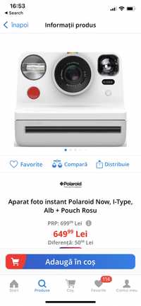 Camera Foto Instant Polaroid Now I-Type Alb Garantie 2 ani producator