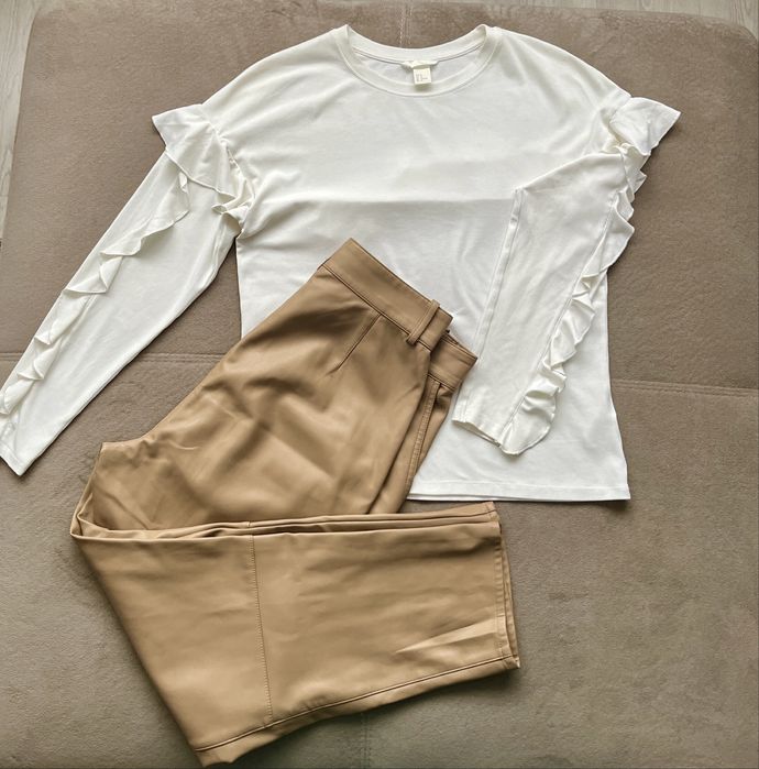 Комплект H&M блуза и кожен панталон