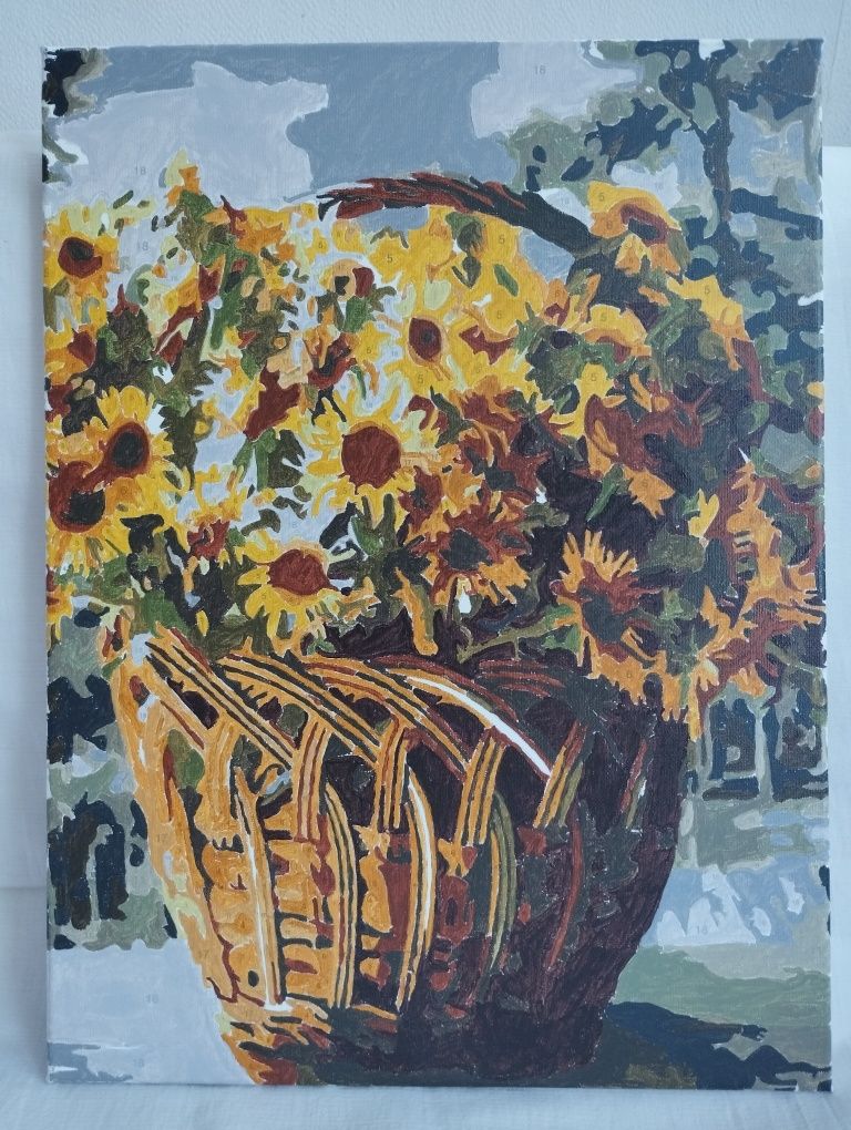 Картина рисуване по номера-Слънчогледова кошница