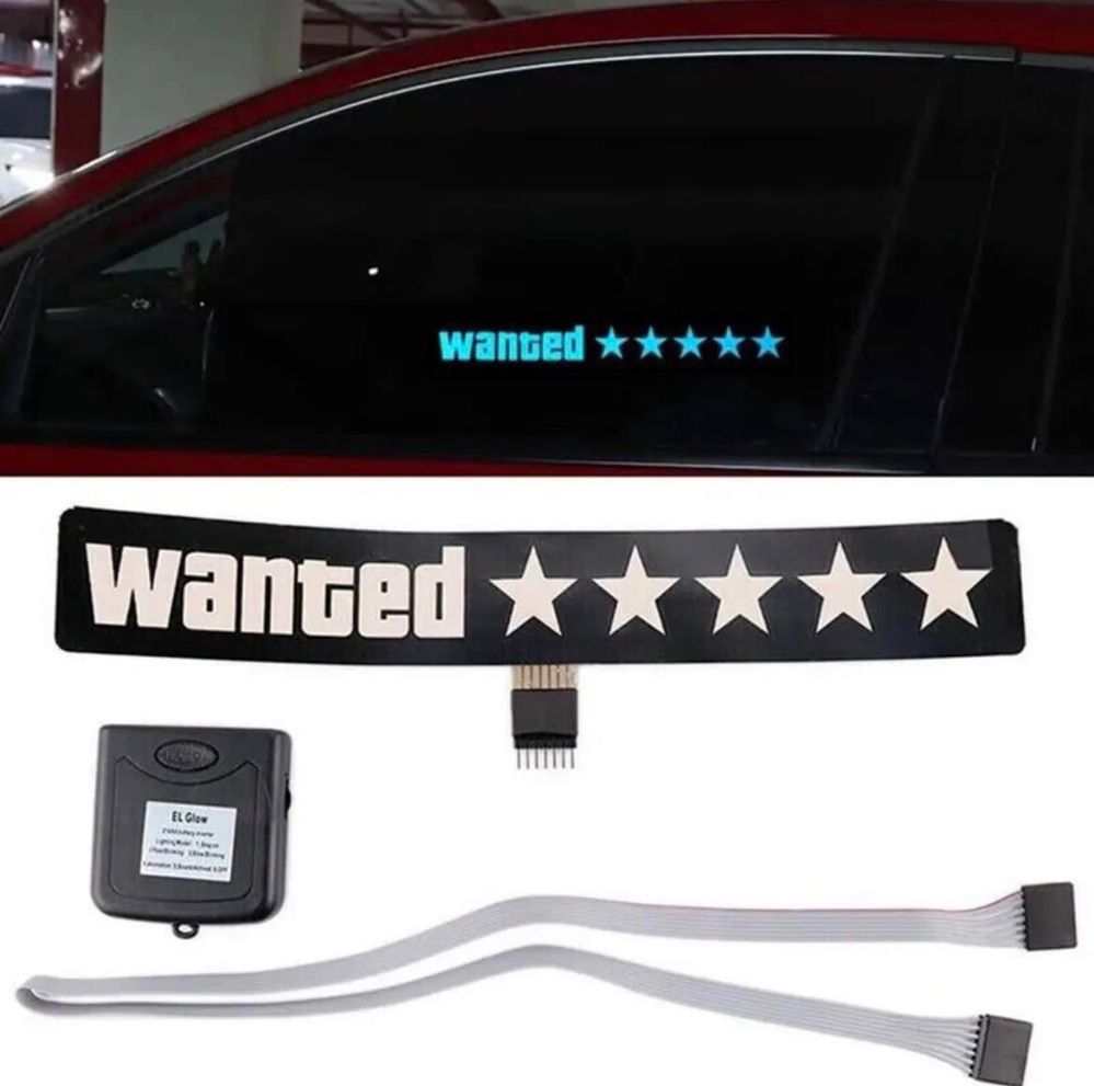 LED стикер "WANTED"(бял цвят)