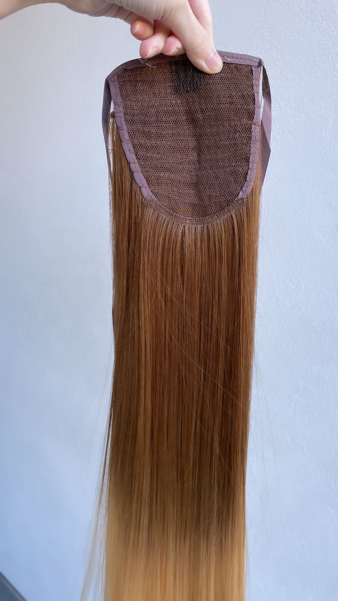 Coadă de păr/ extensie/ extensii ombre saten arămiu cu blond