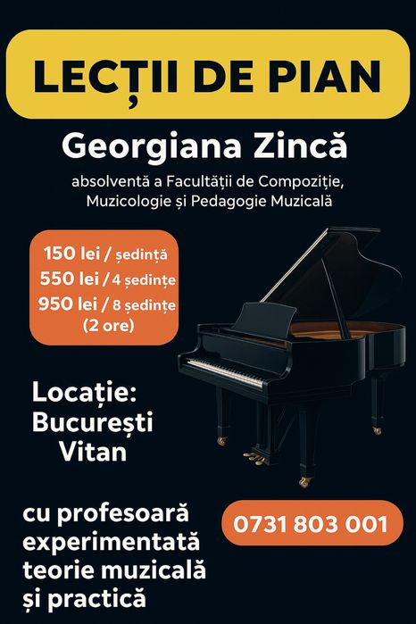 Lecții de pian - Pentru copii: începători și avansați