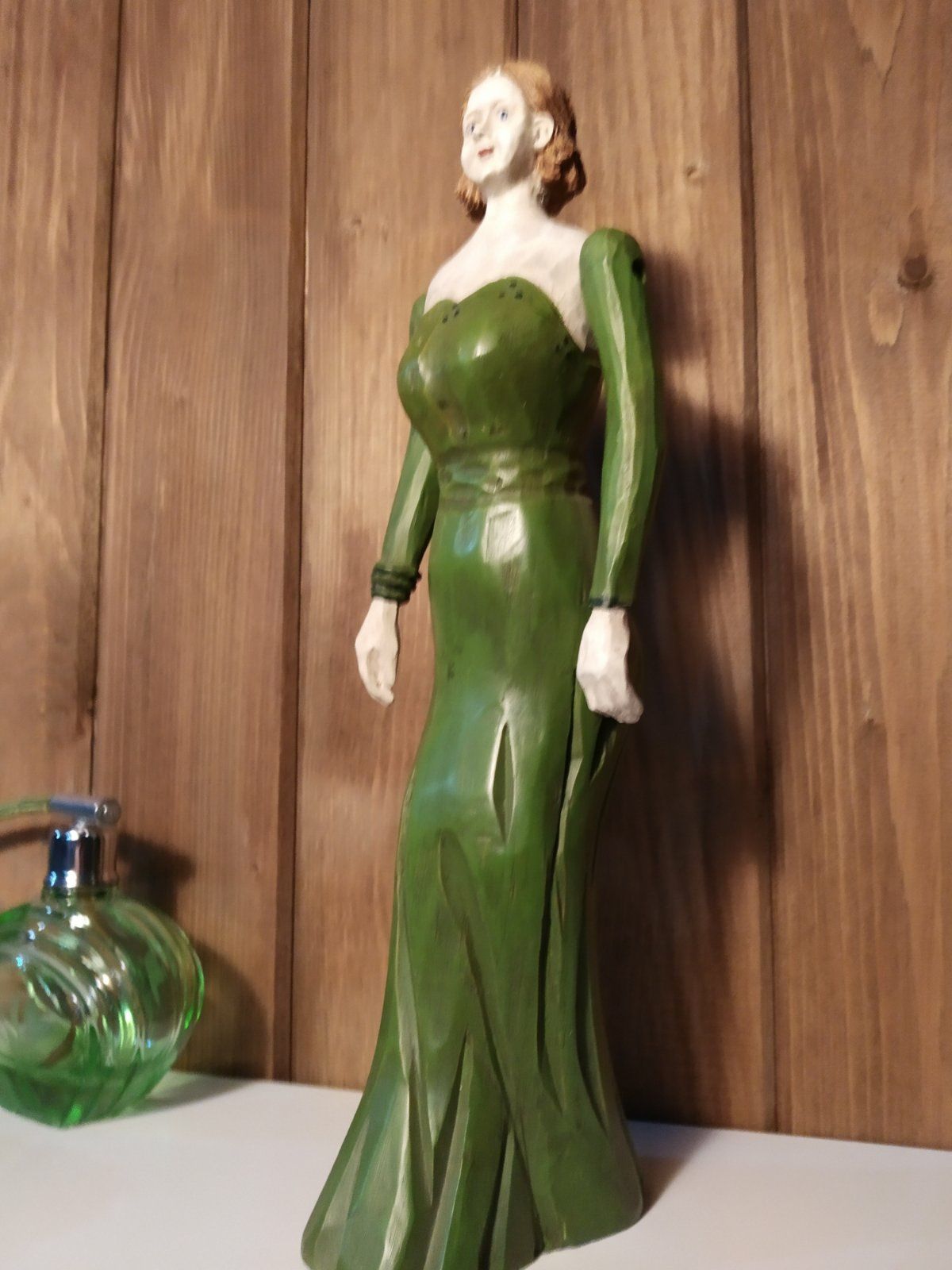 Голяма Антикварна дървена кукла Жена с рокля. Внос от Франция