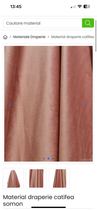 Draperii din catifea, roz somon. Sistemul de prindere este pe bara.