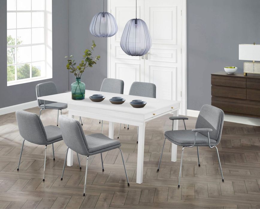 Masa extensibila Andas cu spatiu de depozitare , MDF , Alb , 104-145