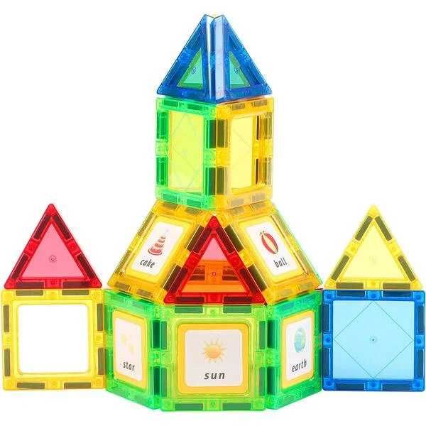 JUCARII Set Constructie Magnetic Tiles 3D - piese magnetice colorate