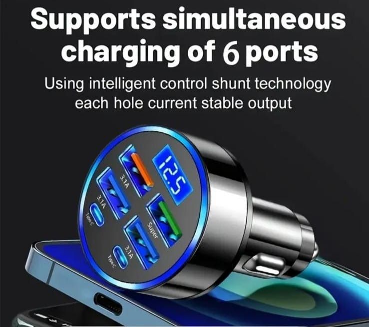 Încărcător auto 6 porturi