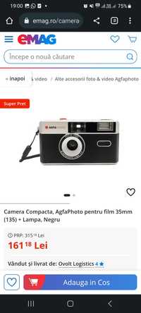 Camera Compacta, AgfaPhoto pentru film 35mm (135) + Lampa, Negru

Livr