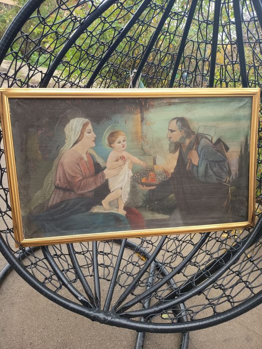 Tablou Foarte Vechi Religios Pictat Pe Panza