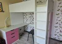 Комплект стол-кровать (чердак)-шкаф для девочки