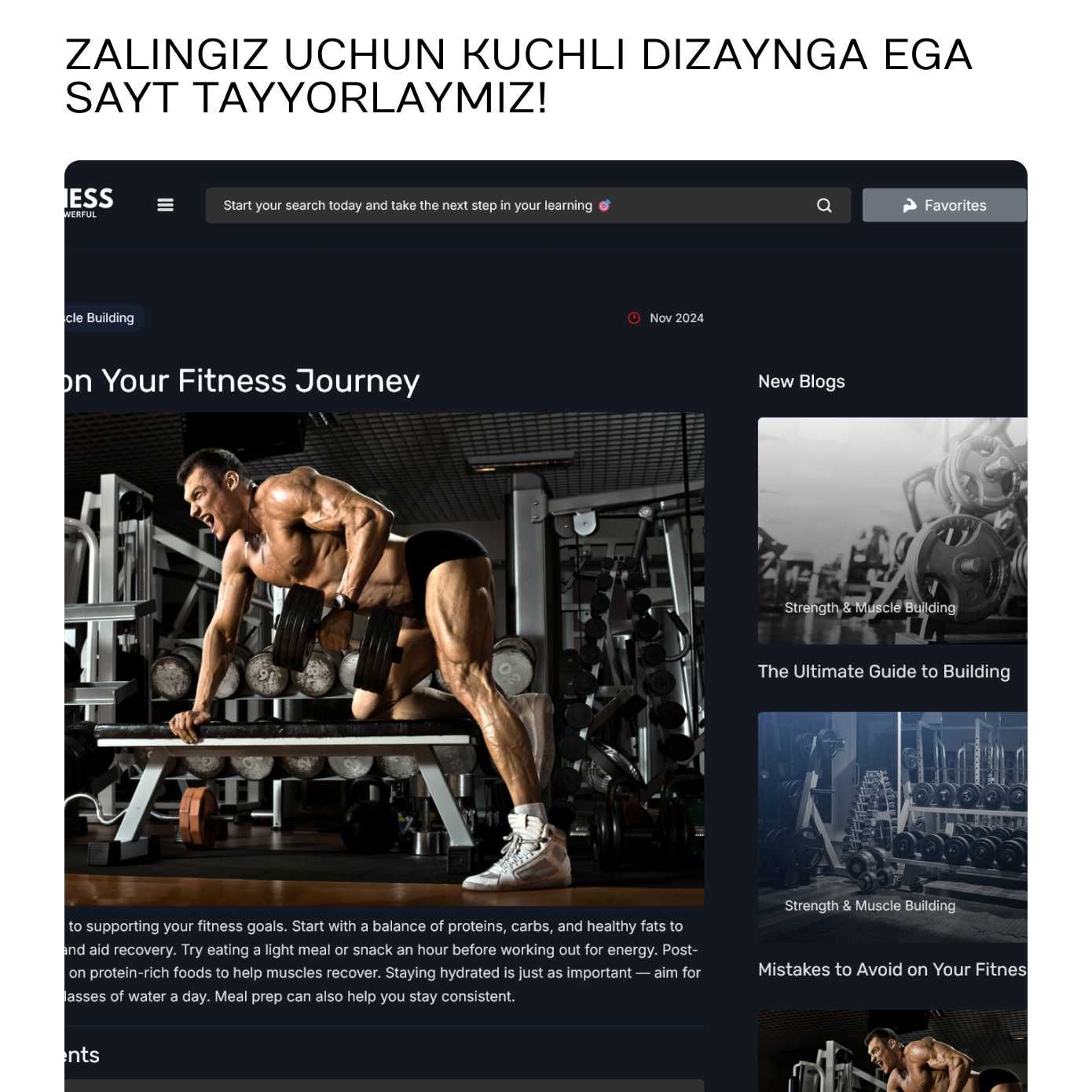 Xizmat ko'rsatuvchilar uchun professional vebsayt ishlab chiqamiz!