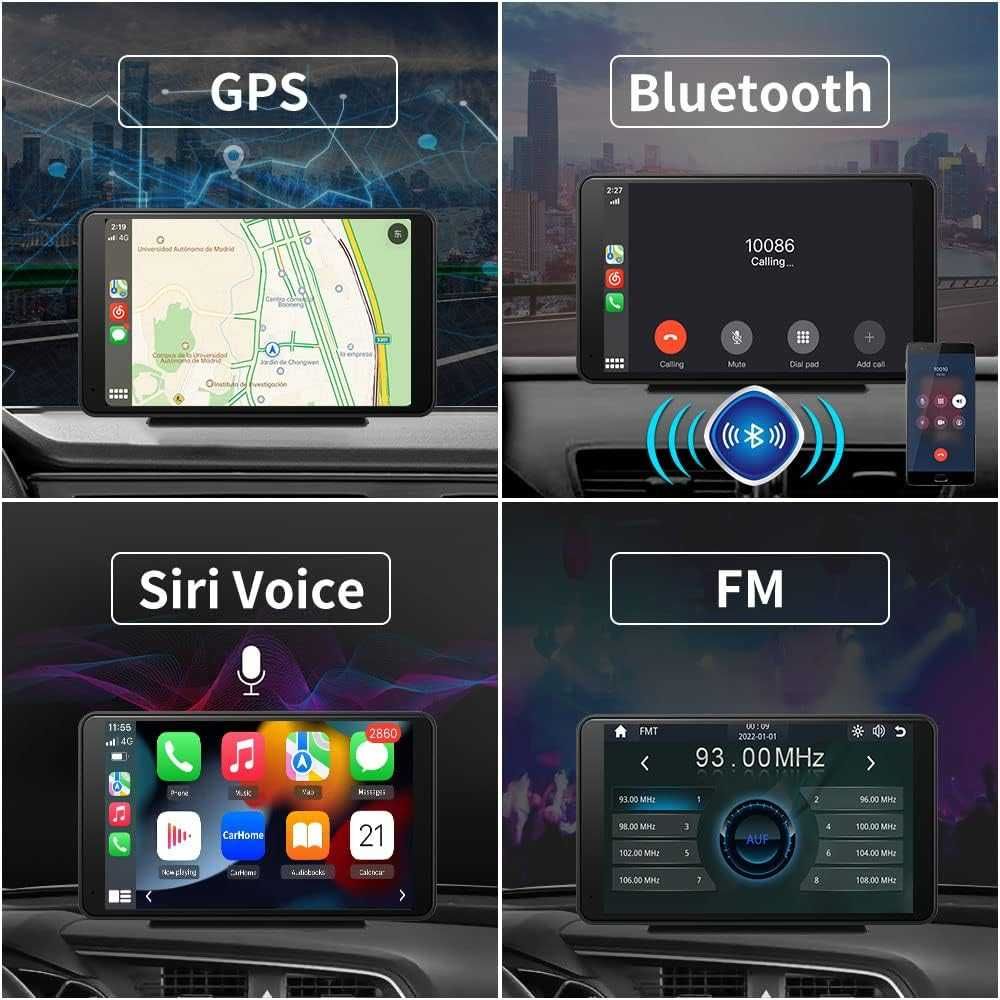 AWESAFE Apple Carplay & Android Auto Car Stereo, 7-инчов HD сензорен