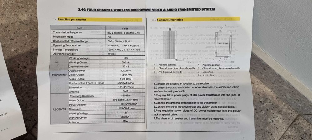 Cameră de supraveghere digitală mini, color, CCTV WIFI transmiter AV