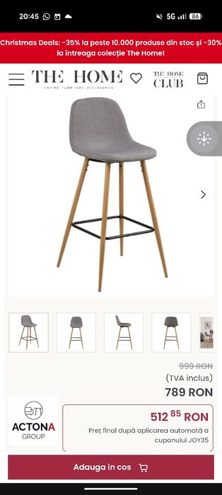 Scaun bar The Home 3 buc