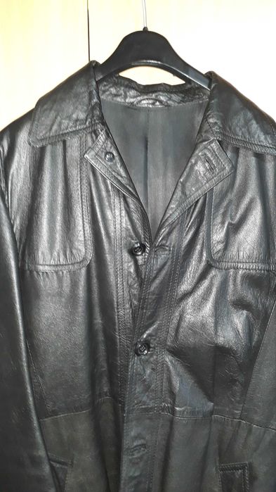 Haina lunga, lux, piele naturala, marimea 50, eleganta, barbati