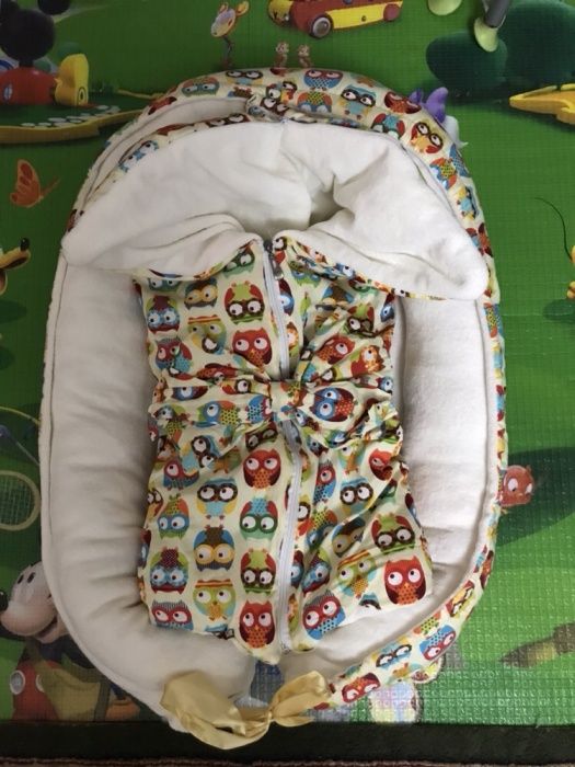Гнездо кокон, плед-конверт для малыша+ортопедическая подушка