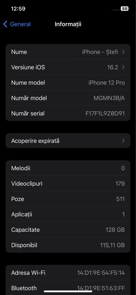 iPhone 12 pro 128 gb 84% bateria 1850 lei neg