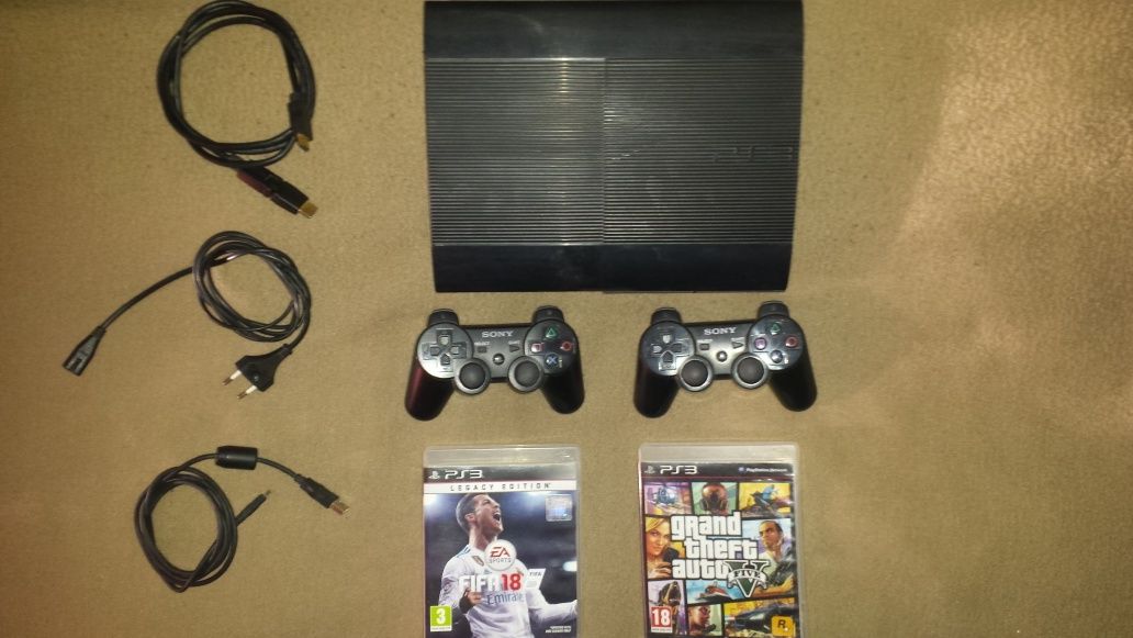 PS3 cu GTA5 si FIFA 18 de 500 GIGA si de 250 GIGA