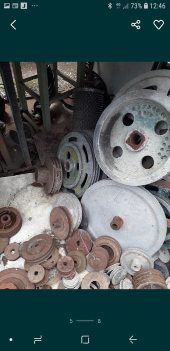 Fulie,bara hexagon bronz cupru inox,roaba,bile fier,vana,piatra moara