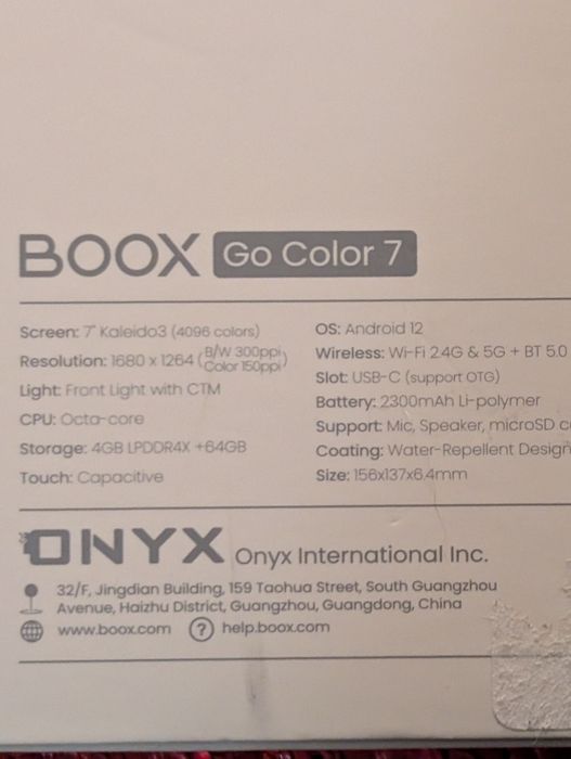 Boox Go Color 7 white ePaper reader, impecabil, complet