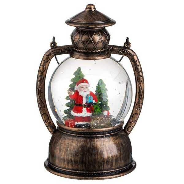 Коледен фенер със снежни топки, LED музикален дизайн с Дядо Коледа