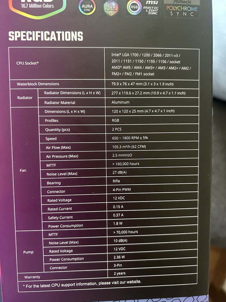 Watercooling cooler master Master liquid Ml240l v2 rgb