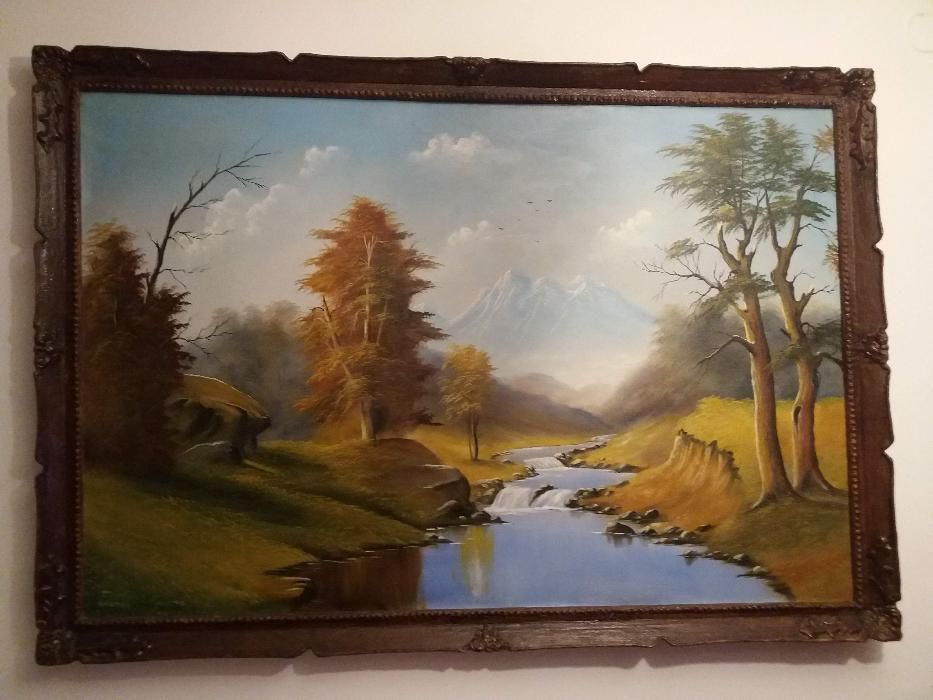 Tablou pictura in ulei pe panza 110/159 cm semnat