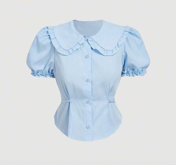 Блуза в небесносин цвят