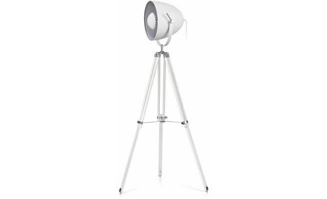 Lampa retro podea alba trepied H 150 cm