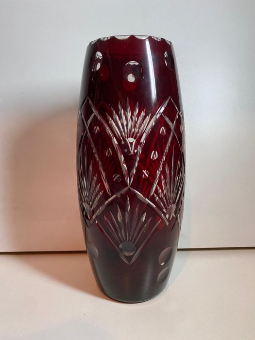 Vaze Vintage din Cristal Roșu Rubin; Obiecte Decor Vaze Suport Flori