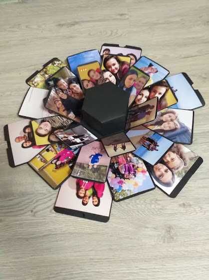 Cutie exploziva personalizata cu fotografii, hexagonala culoare neagra