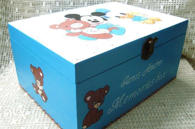 Cutie botez baietel amintiri handmade Mikey Mouse & Donald