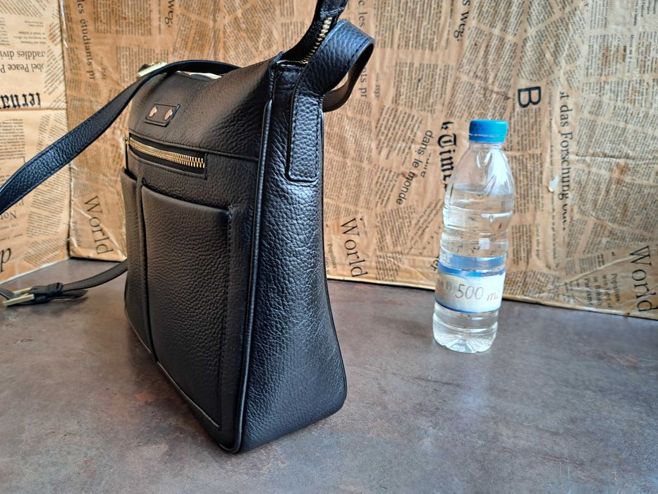 дамска чанта,черна кожена торба-естествена кожа,нова,малка