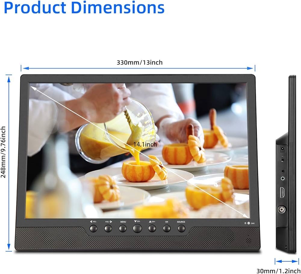 KCR 14" инчa цифров DVB-T2 преносим телевизор тв tv  HDMI, USB