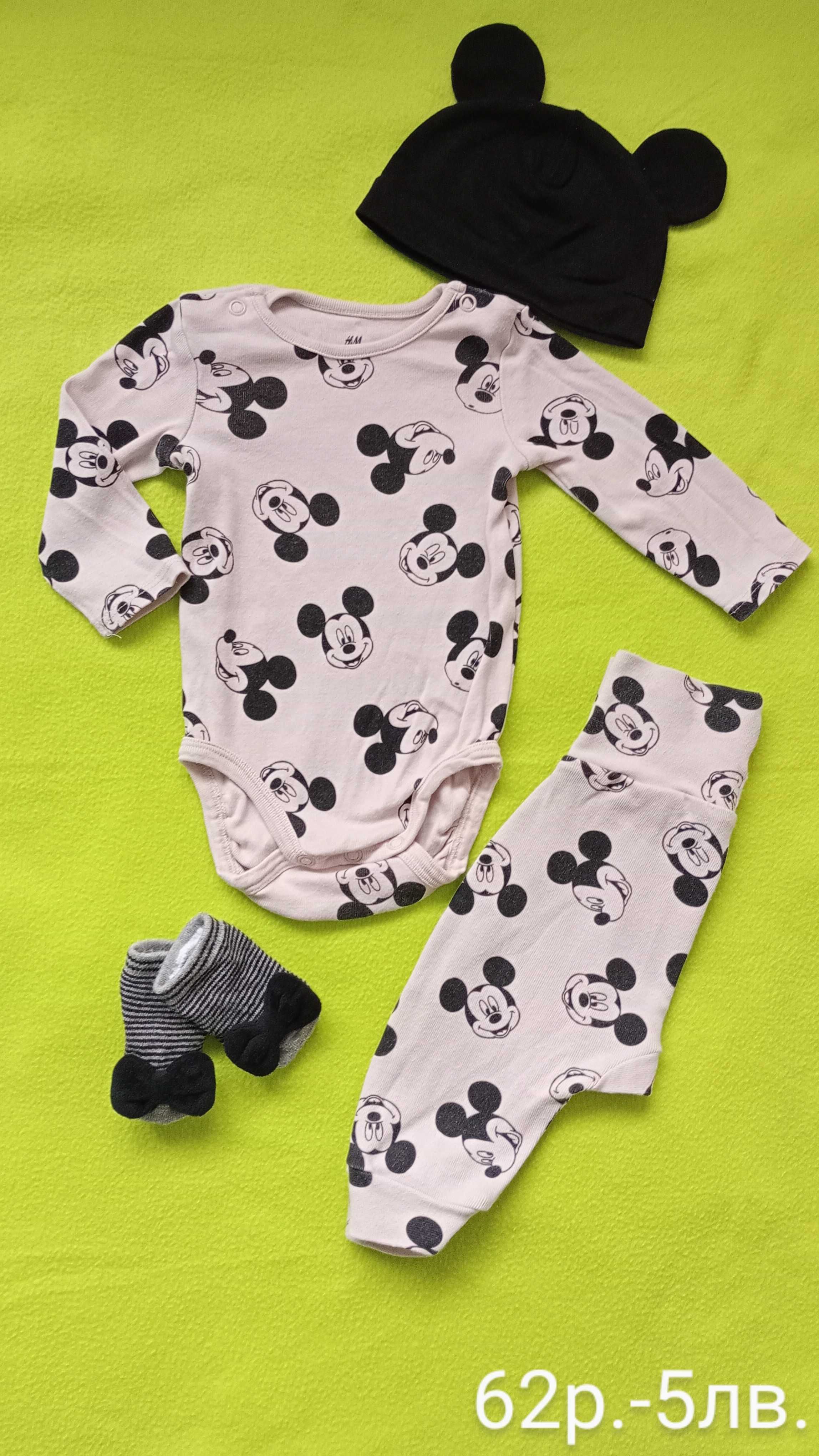 Бебешки комплект на Мики Маус  Н&M размер 62