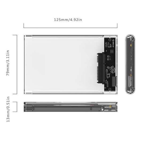 Кутия за хард диск 2,5 USB 3.0 HDD / SSD Прозрачна